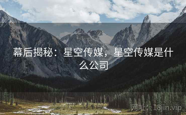 幕后揭秘：星空传媒，星空传媒是什么公司