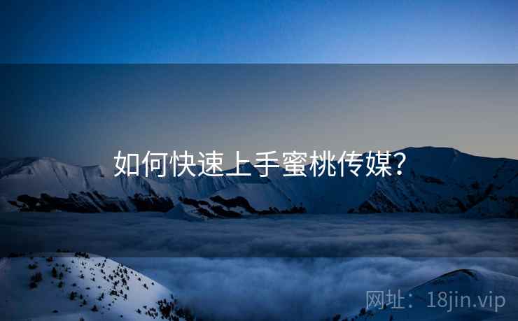 如何快速上手蜜桃传媒？  第1张